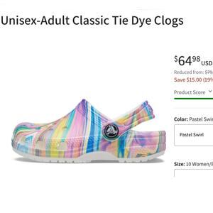 EUC Crocs Classic Tye Dye Swirl Clog Unisex Men’s 5, Women’s 7